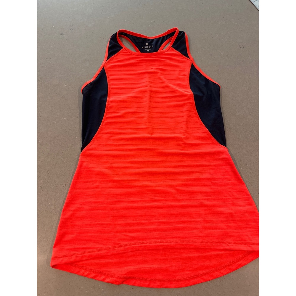 ATHLETA Active Tank Top Racerback Coral Pink Black Athletic Workout XS